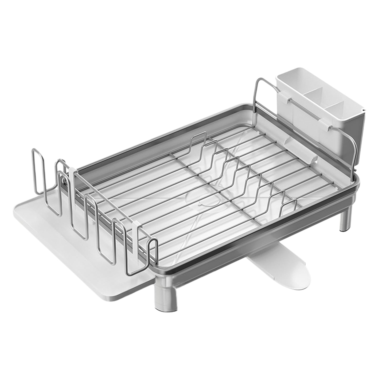 Mekalero Duty Metal Dishes Rack with Removable Cutlery Tray and Slanted Drain Board for Efficient Kitchen Organization Kitchen Organizer
