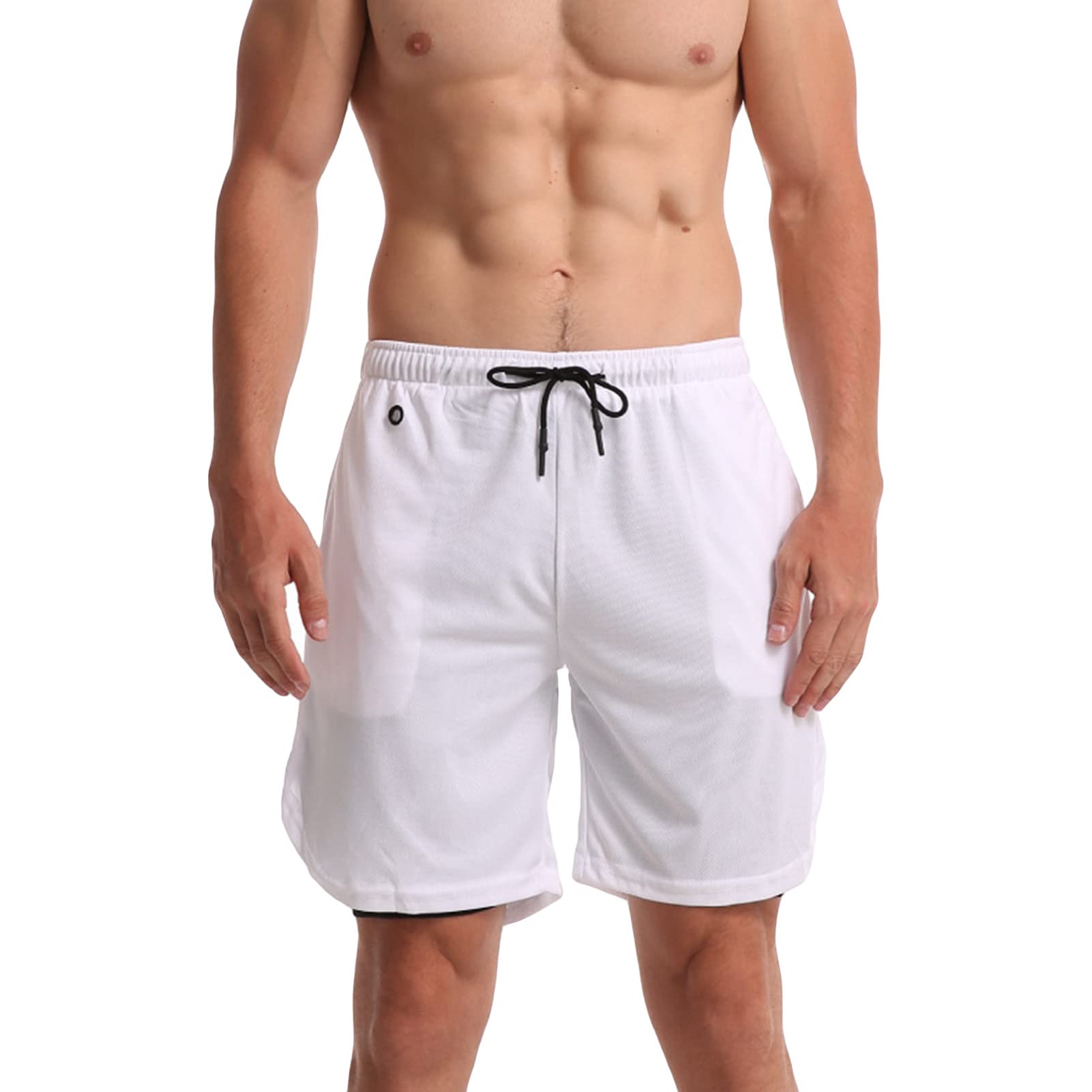 Mens 2 in 1 Athletic Running Shorts Lightweight Quick Dry Gym Short Pants Training Sport Short with Phone