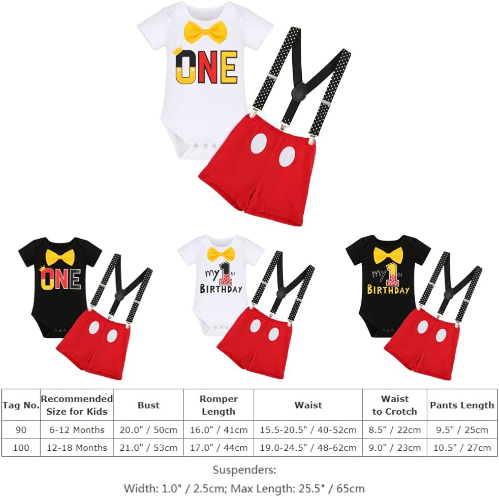 IBTOM CASTLE First Birthday Cake Smash Mouse Outfits for Baby Boys Gentleman Formal Suit Bowtie Bib Pants Tuxedo Clothes Set - Image 5