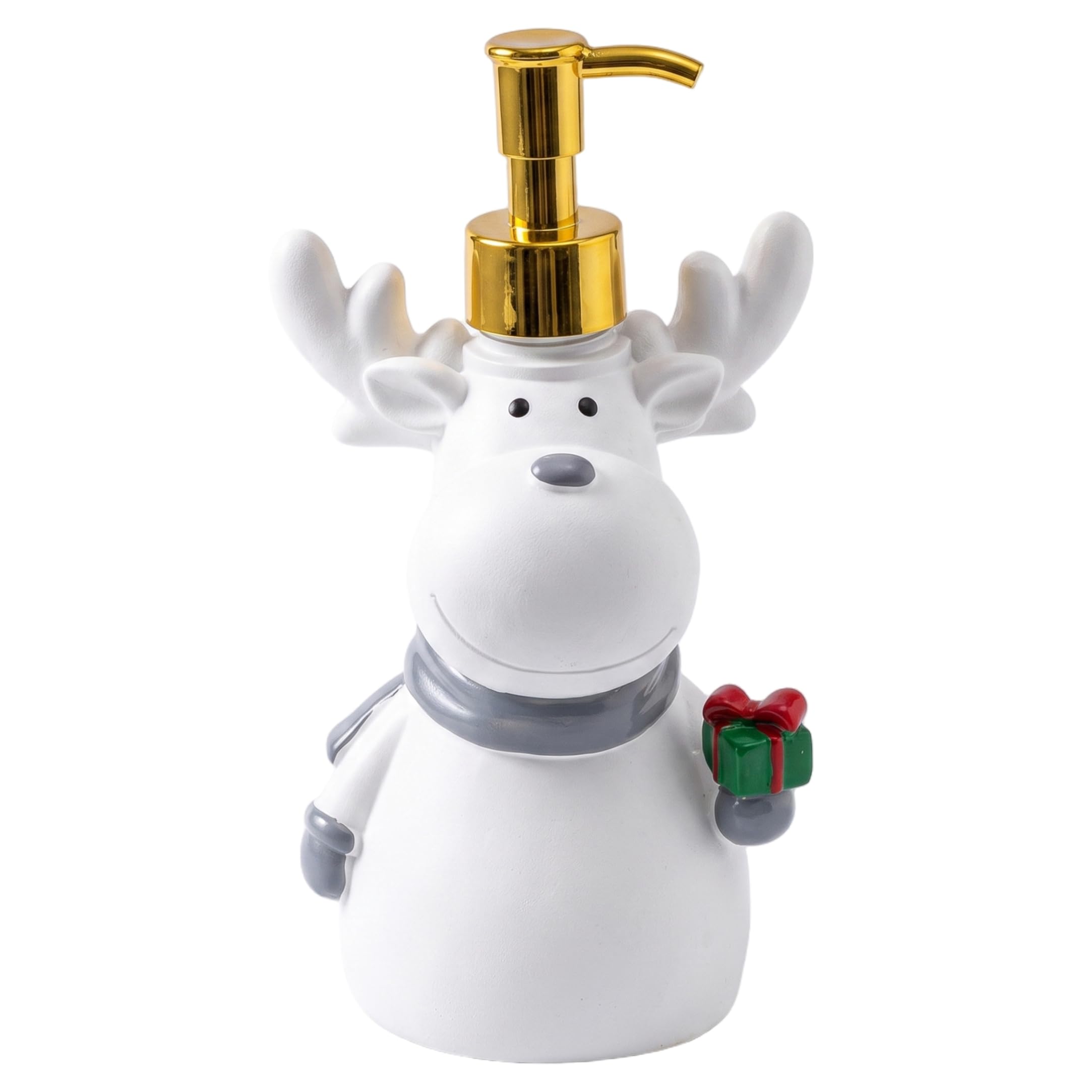 NASSMOSSE 1 Pack Funny Soap Dispenser, Festive Elk Shape Bathroom Soap Dispenser With Gold Pump, Refillable Lotion Bottle