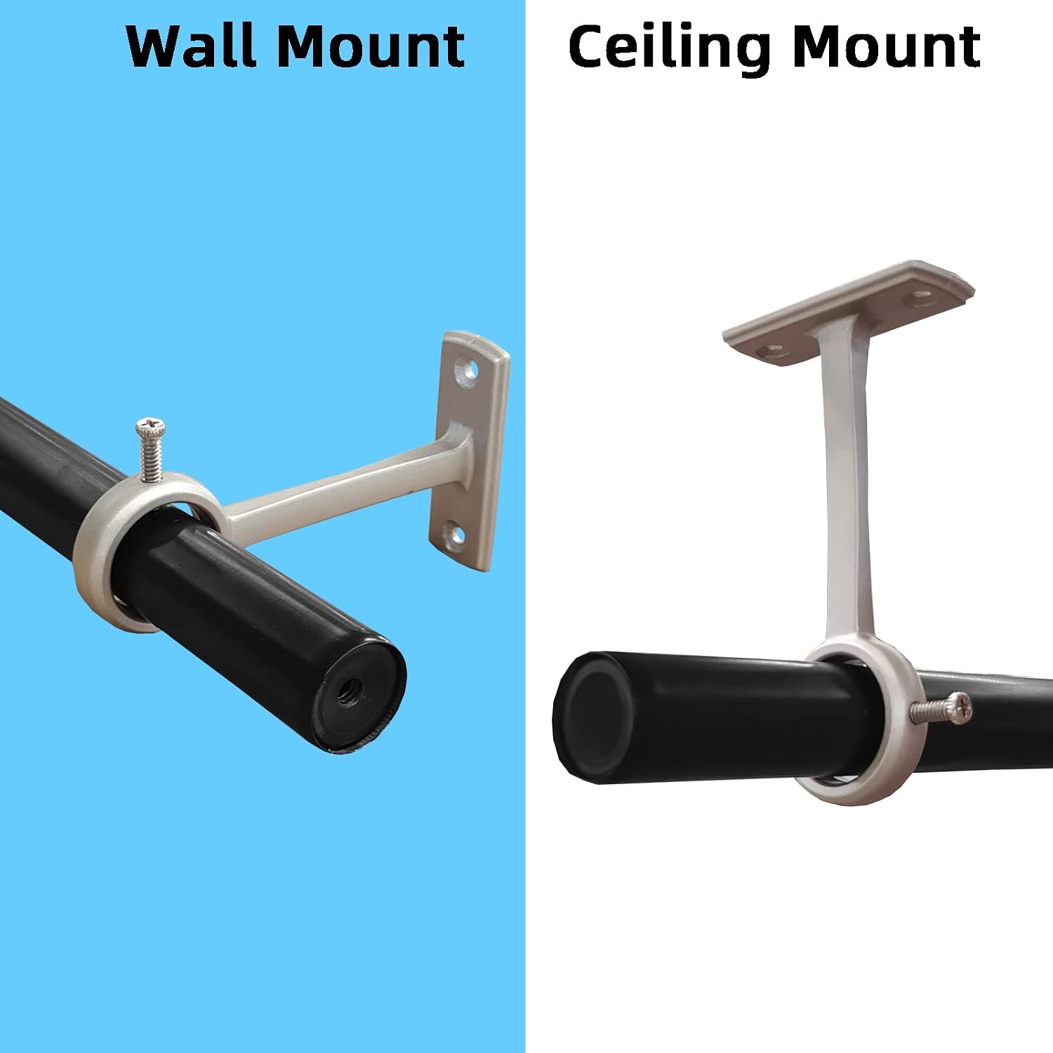Curtain Rod Bracket, 4 Pcs Ceiling Rod Brackets & Wall Holders, Silver