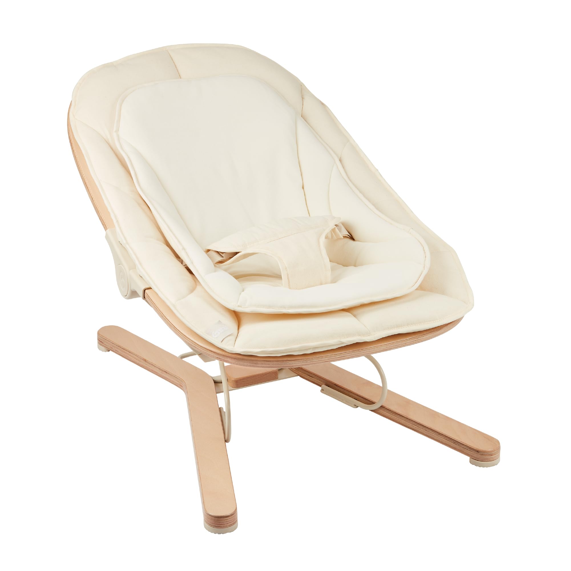 Babymoov Transat Bébé Bois Swoon Flow - Dès la Naissance - Évolutif en Fauteuil Enfant Jusqu'à 18kg - Balancement Naturel - 3 Positions Dossier - Coton Bio & Bois FSC