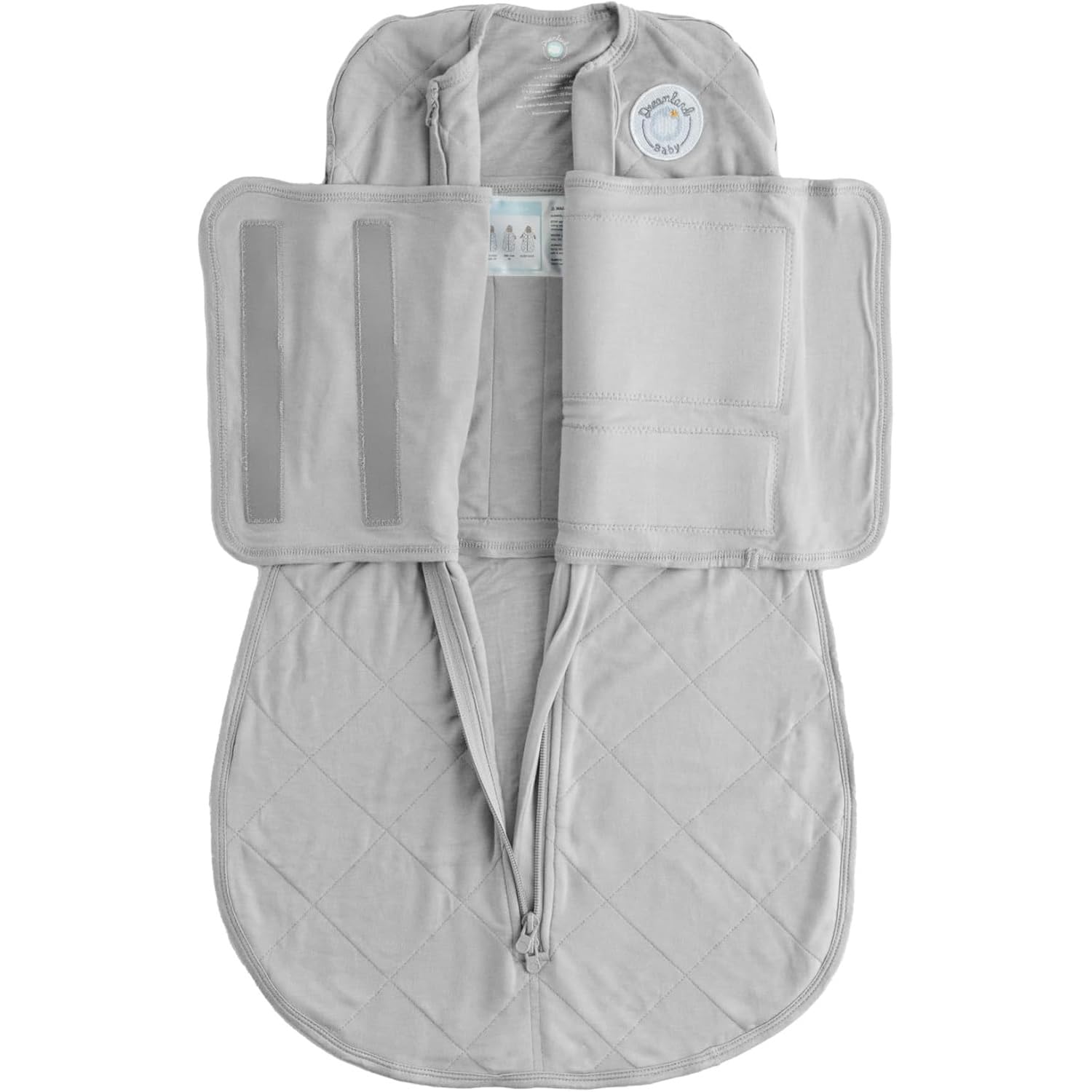 DREAMLAND BABY Viscose Swaddle Blanket (0-6 Months). 1.0 TOG Ultra Soft Swaddle Blanket w/Built in Band. 95% Viscose, 5% Spandex (Grey). Mom-Owned US Business, Premium Materials