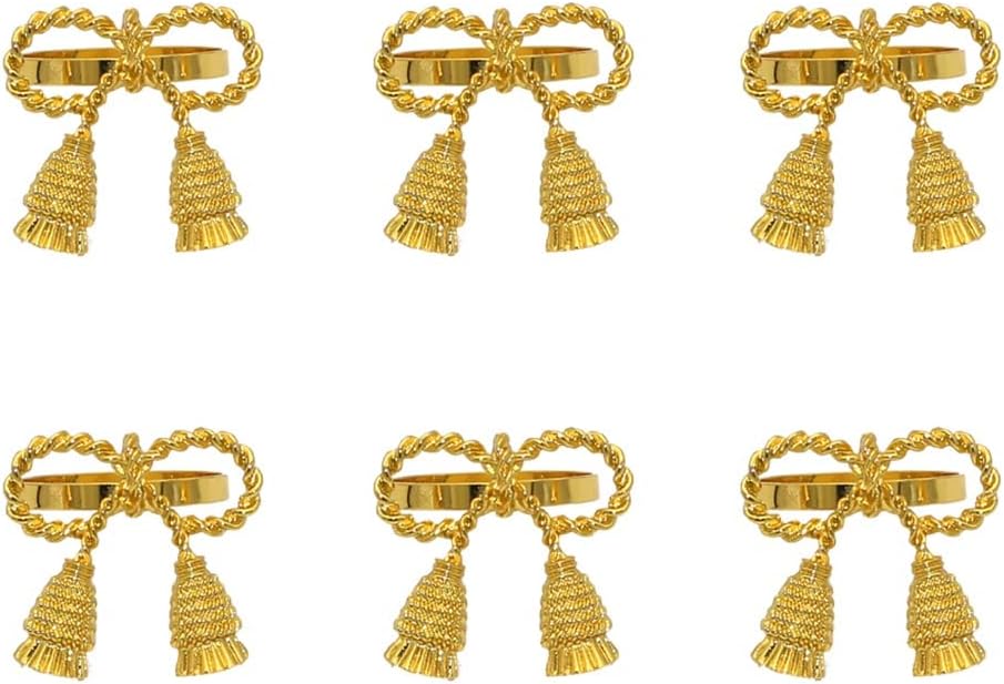 6/Pcs Gold Napkin Rings Metal Holders for Christmas Wedding Dinner Party Table Decorations