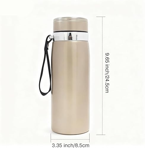 Miniatura 4 de Botella de agua de acero inoxidable con aislamiento de oro de 27 onzas, botella de agua deportiva, ideal para viajes