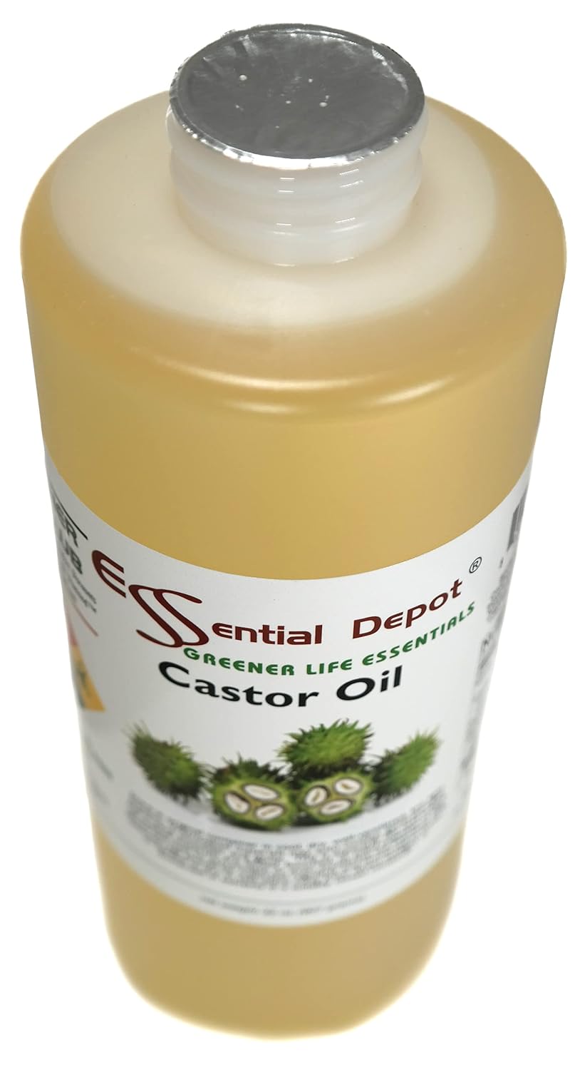 Castor Oil - 1 Quart - 32 oz - Food Grade - Safety Sealed HDPE Container with Resealable Cap - 100% Pure and Natural for Hair, Skin, Massage, and Cooking