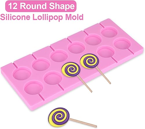 Miniatura 4 de Tbzieoc Moldes para piruletas, 12 moldes de silicona de forma redonda, moldes de chupón, moldes de chocolate para caramelos, moldes para tartas para