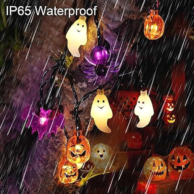 Solar Powered Halloween Lights, 40 LED, 8 Modes, Waterproof, Auto On/Off, Outdoor Use
