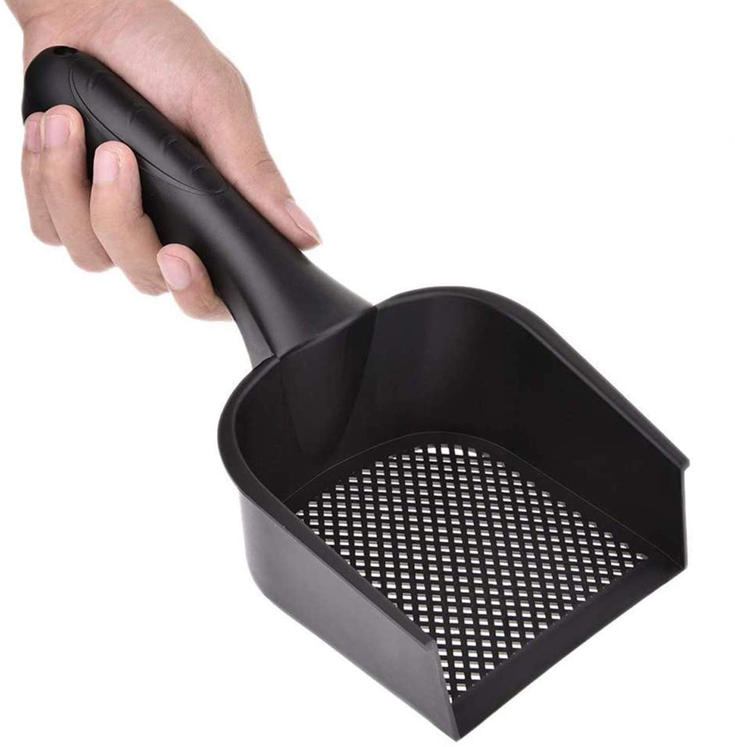 MAKINGTECLarge Metal Litter Scoop, Cat Litter Sifter with Deep Shovel and Ergonomic Long Handle with Deep Shovel Thicken Non Stick Cat Litter Scoop with Handle Small Hole