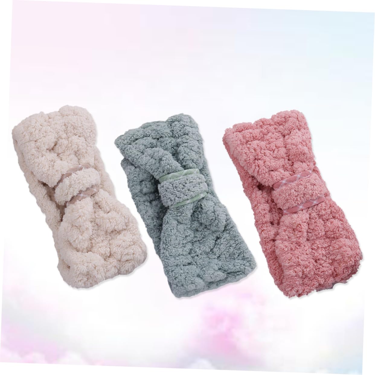 FRCOLOR 6pezzi Fasce Make-up Fleece Da Design Con Fiocco Fascia Elasticizzata Per Sport Doccia e Trucco Comfort e Stile Per Donne Colori Casual