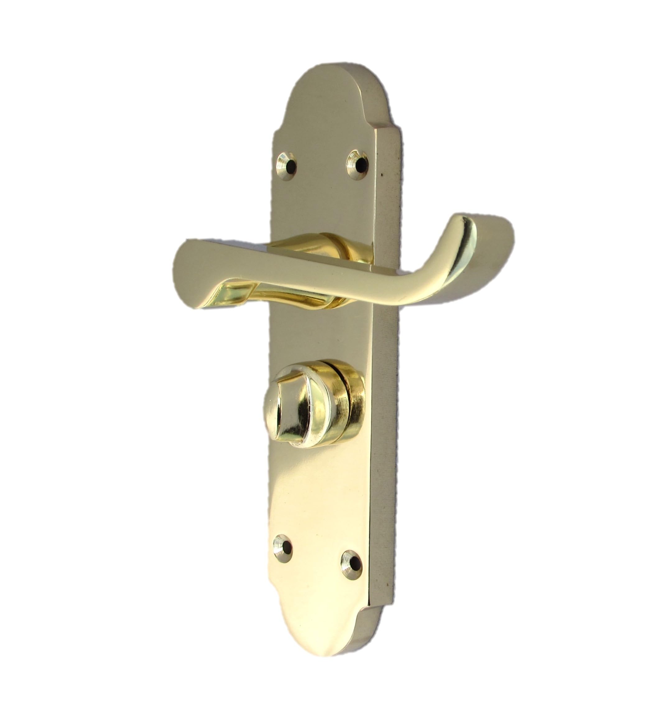 Epsom Door Handle Brass Plated Victorian Scroll Privacy Lever Set with Lock Classic Interior Design Durable Finish Ideal for Bedrooms and Bathrooms Single Set