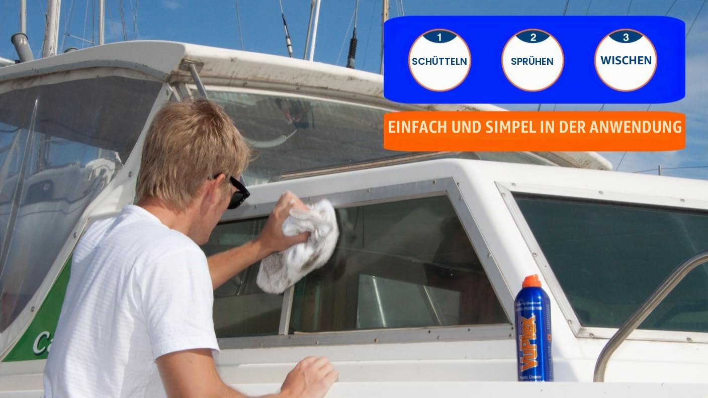 Kunststoffreiniger und antistatische Politur VuPlex für Acrylfenster von Wohnwagen, 445ml