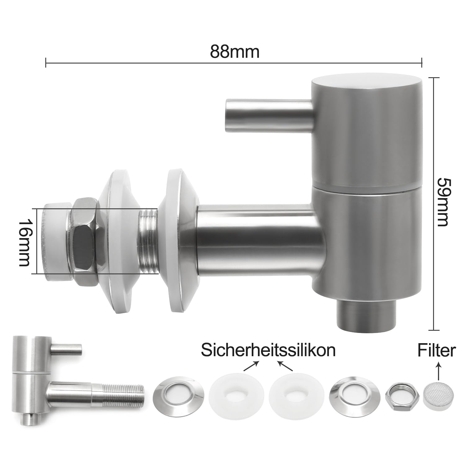 1er Pack Edelstahl Zapfhahn für Getränkespender, Edelstahl Getränkespender Ersatzzapfhahn, Bierzapfhahn für Zuhause Party - 2