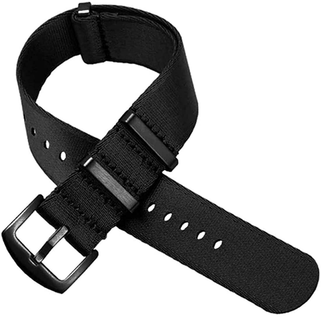 Correa de reloj de 20 mm/22 mm para hombre, correa de nailon NATO, correa de repuesto para reloj militar, correa de repuesto (color: negro, tamaño: 22 mm hebilla plateada)