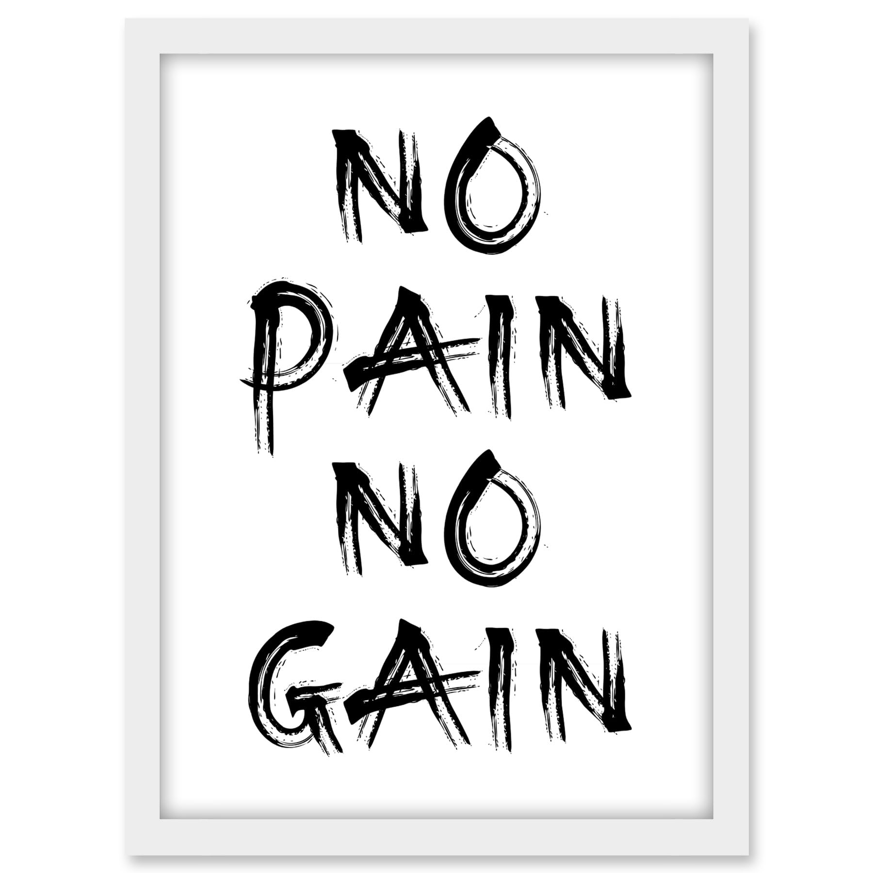 Artery8 Gym Decor Inspiration No Pain No Gain Inspirational Exercise Wall Art Artwork Framed A3 Wall Art Print