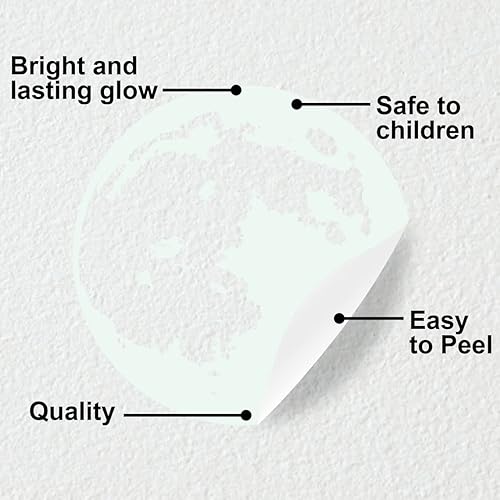Miniatura 3 de Calcomanía de pared que brilla en la oscuridad con estrellas y luna  Calcomanía de techo brillante para habitación de niños, decoración de luz