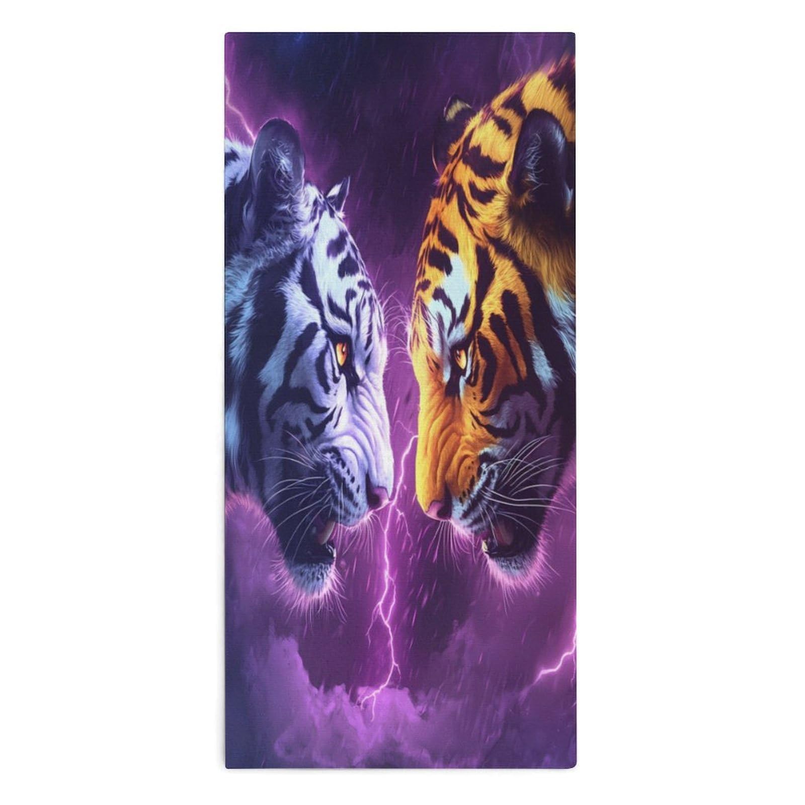 TXFBTRFSA White Tiger And Yellow Tiger Hand Towels for Adult Face Towel Bath Beach Swim Accessories