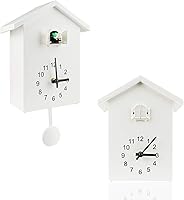 Vista 14 de KEYPOWER - Reloj de pared de cuco, sonidos naturales de pájaros o llamada de cuco, péndulo de reloj con diseño, casa de pájaros, arte de pared