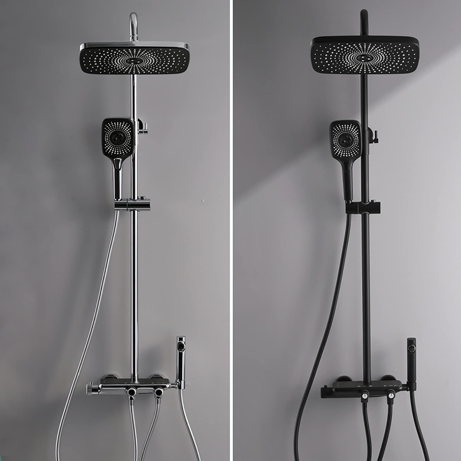 Duschsystem, Duscharmatur -Set -Wand -Rain -Dusch -Dusch -Kombinationshöhe Verstellbares Duschset mit 12 Zoll Niederschlagsreduschkopf, Badewanne Ausstrich, Handheld -Sprühgerät, Bidet Spray, Grau