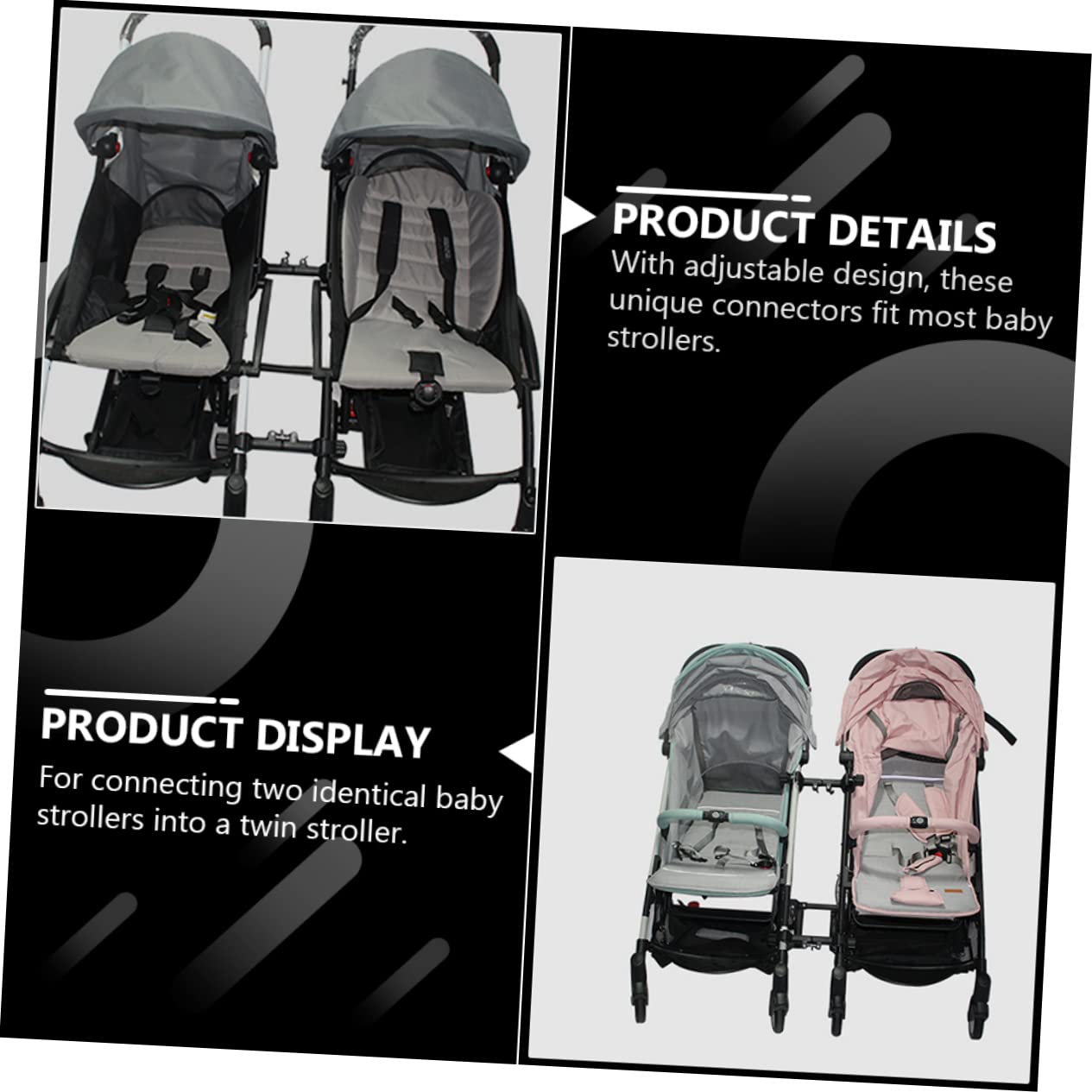 RORPOIR Adjustable Stroller Connectors Stroller Connector for Twins Dual Accessories
