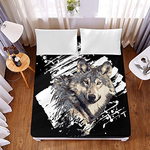 Drap housse microfibre loup gris 140x200cm pour des nuits douces et protectrices