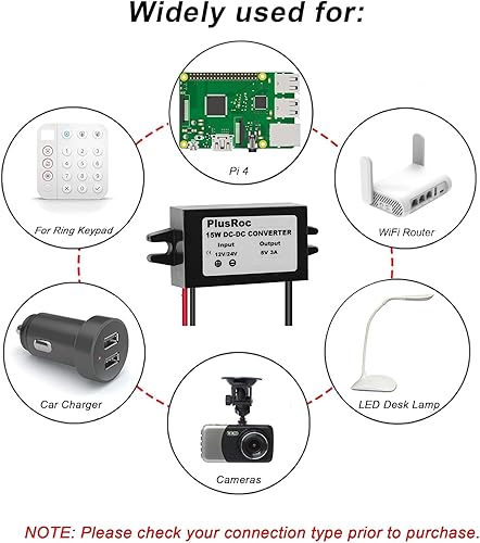 Miniatura 5 de PlusRoc Adaptador de corriente a prueba de agua de 12 V24 V a 5 V DC-DC para módulo reductor compatible con Raspberry Pi 4, teléfono celular,
