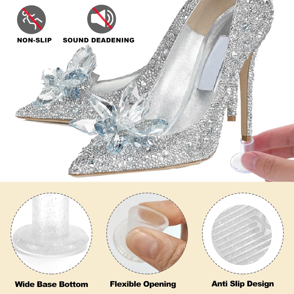 Protège-Talons Hauts Fleur Transparents Anti-Enfoncement - Lot 4 Paires 4 Tailles - Mariage Pelouse