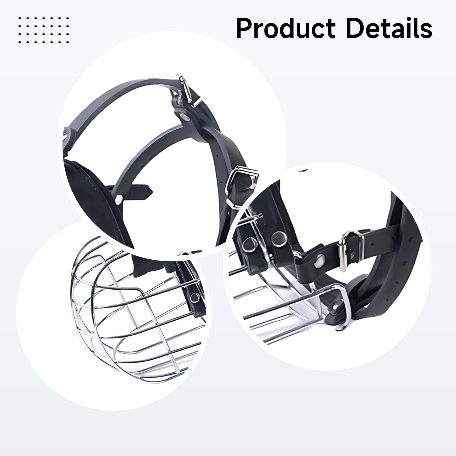 Bozal de metal para perros, cesta bozal para perros muy grandes, para ladridos y mordeduras, hierro galvanizado con piel sintética, longitud 16 cm
