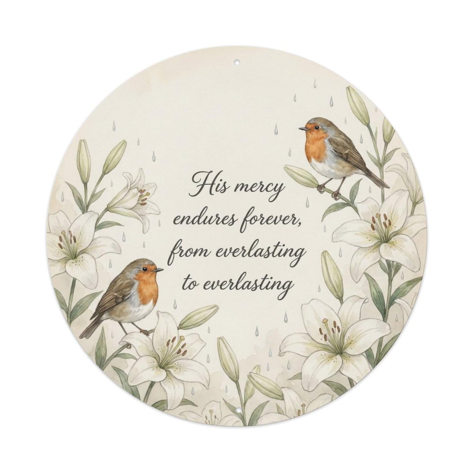 European Robin Garden Sign Heaven Love Mercy Metal Tin Sign