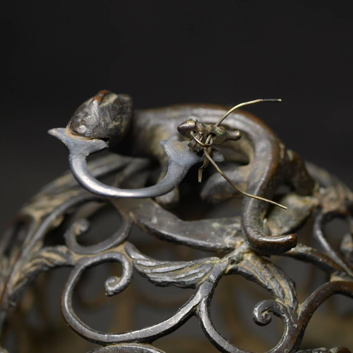 Amazon.co.jp: 旧家から～江戸期古銅虫籠虫かご日本古美術珍品銅製古銅