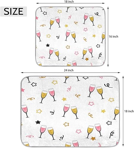 Miniatura 2 de Tapete de secado de platos de copas de champán de 18 x 24 pulgadas, absorbente y reversible, de microfibra, para cocina, cafetería, bar, encimera