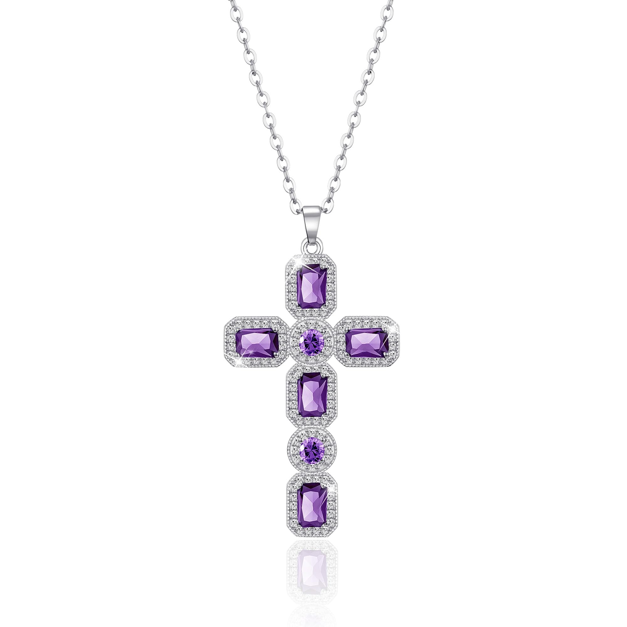 Linawe hangende zilveren oorbellen met kruis, sieradenset voor dames, moissanite geboortesteenoorbellen, mode-sieraden, witgouden kristallen oorbellen met kruishanger
