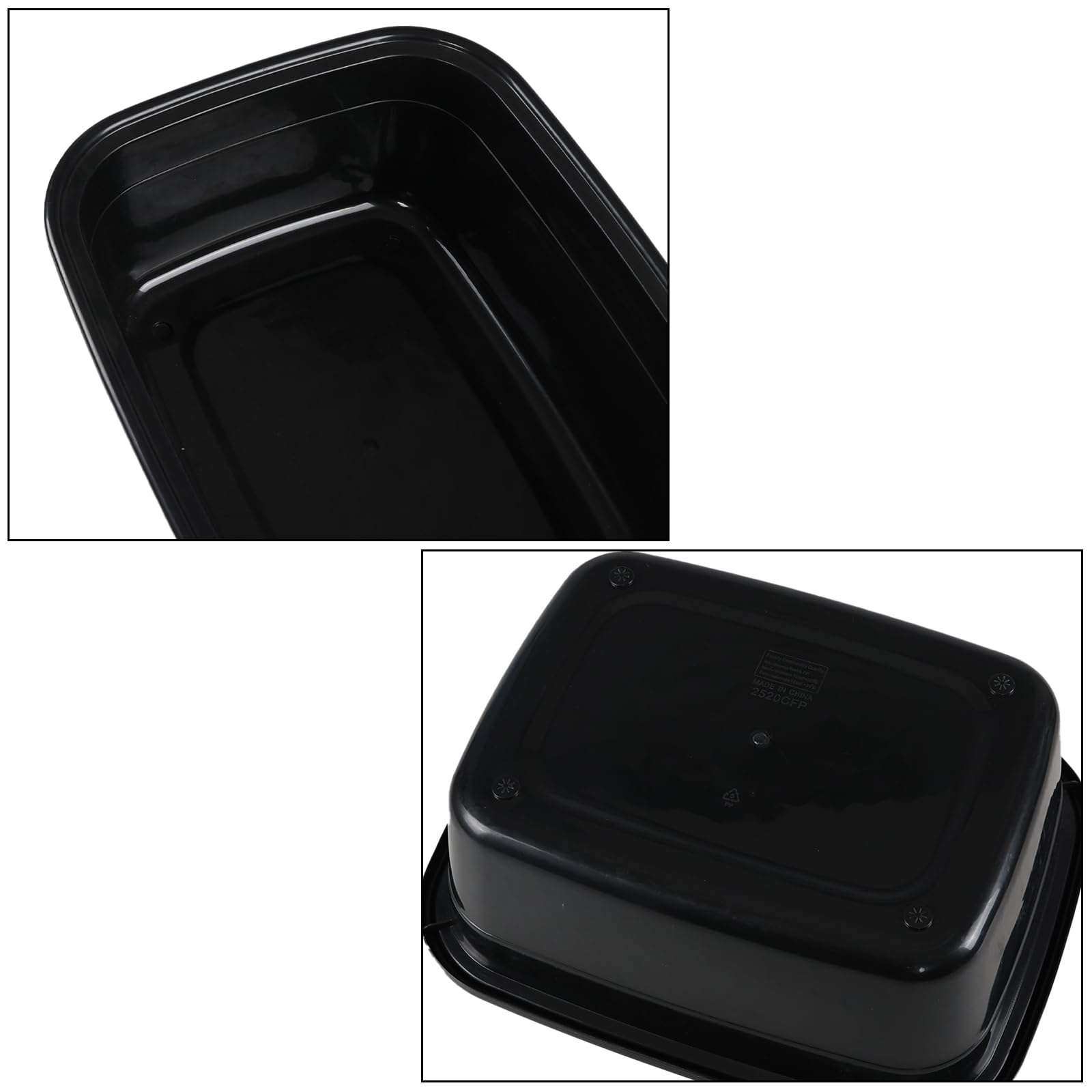 Set di 3 bacinelle rettangolari in plastica, 15 l, colore: nero