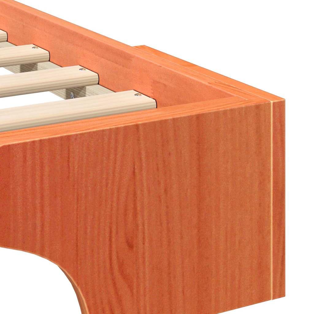 Marco de Cama en el Suelo de Madera Maciza de Pino Marrón Estructura de Perfil Bajo para Dormitorio Moderno Minimalista Ensamblaje Fácil y Diseño Espacioso Multifuncional