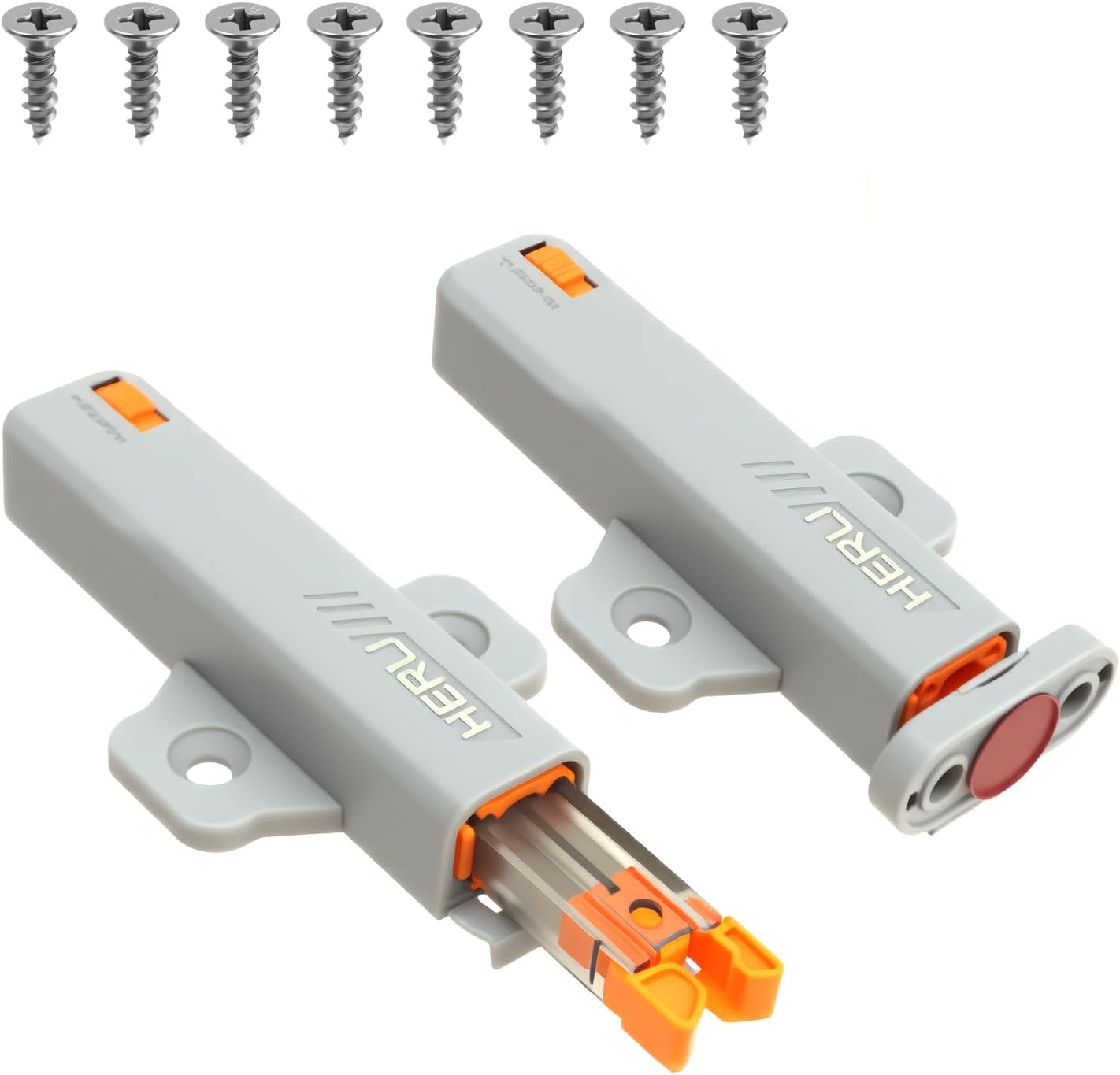 2 PCS Push to Open Door Catches, Handle-Free Snap-on Rebound Latch, Spring Release Push to Open Latch, Door Accessories for Kitchen Cabinets Closets Wardrobes Closures Drawer, Gray