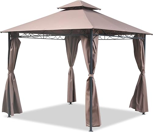 FDW Gazebo Canopy Tent 10' X 10' barbacoa patio al aire libre parrilla Gazebo para patios grande jardín superior Gazebo con pared lateral fiesta