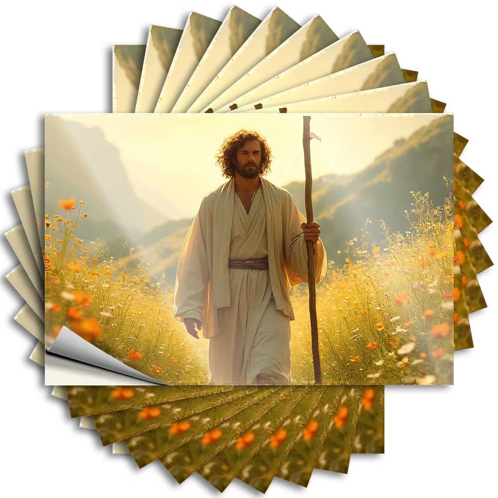 Funny Bathroom Decor Bumper Bumper | Jesus Walking in The Golden Field Square for Humor Decor(8X12CM)