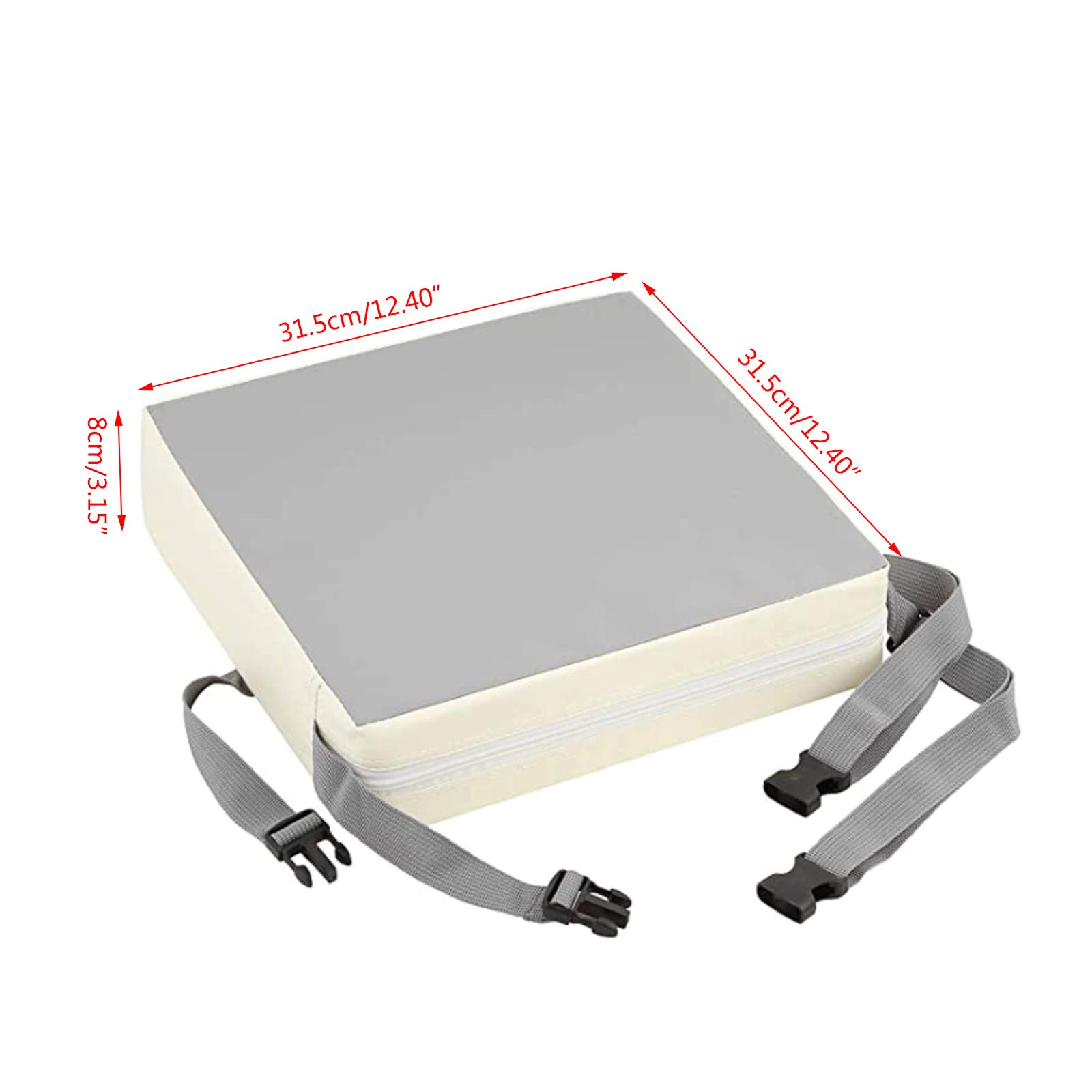 Portable Réhausseur Coussin de Siège Chaise Haute Lavable avec Boucle de Sécurité pour Repas Voyage de Bébé Bambin Enfant Tout-Petit (Beige)