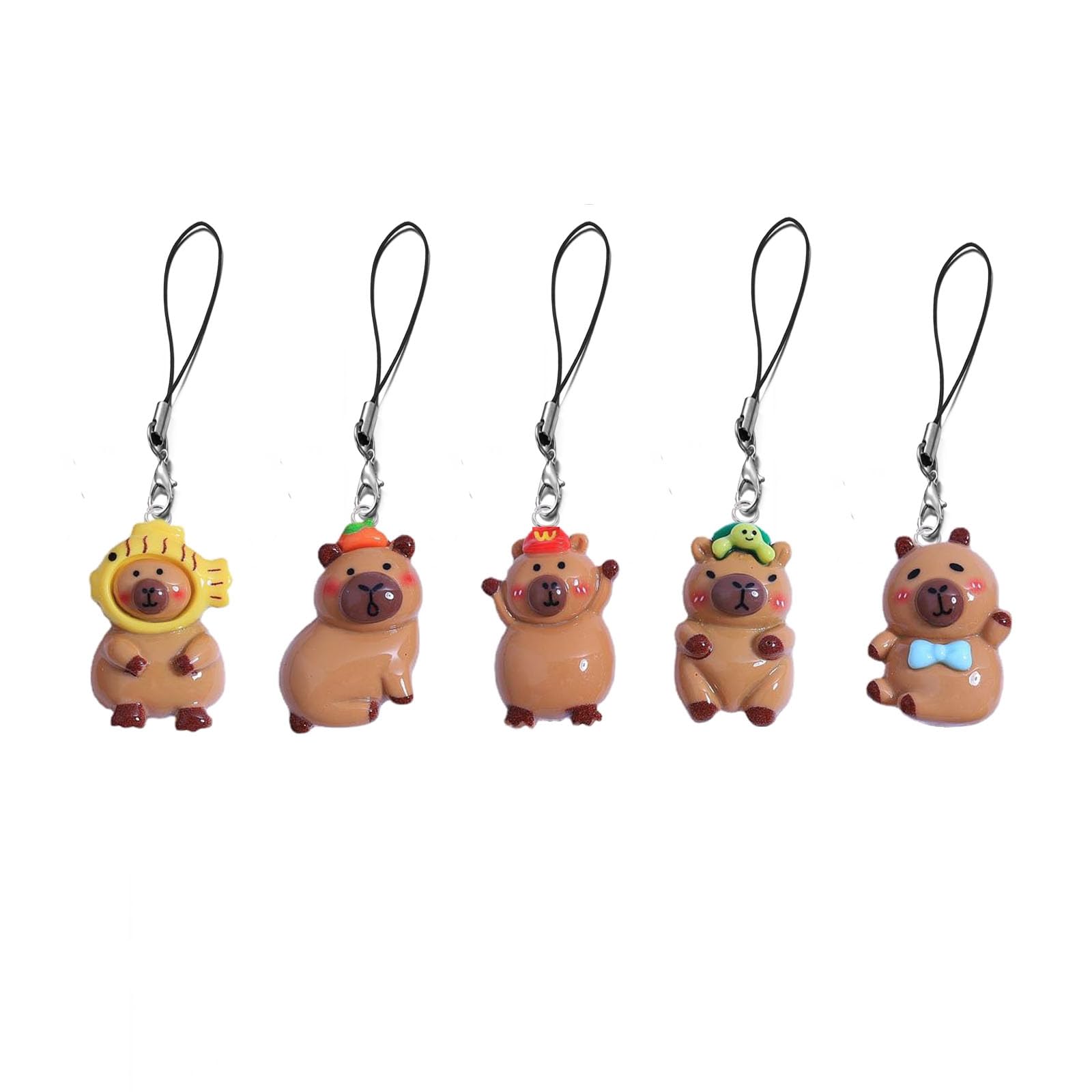 LJJINGXS 5 PCS Cute Capybara Phone Charms, Wallet, Keychain Pendant,Y2K Phone Charms for Friends Gift