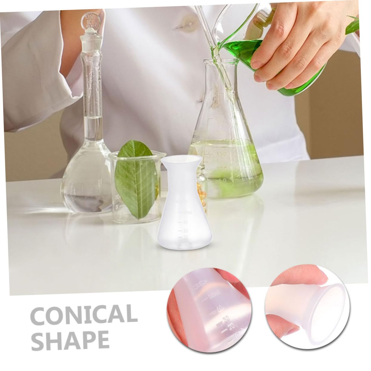 SOLUSTRE 40piezas Conjunto De Frascos De Laboratorio De Erlenmeyer De Frascos Cónicos Reutilizables Para Experimentos Científicos El Laboratorio Diseño De Cuello Estrecho Medición