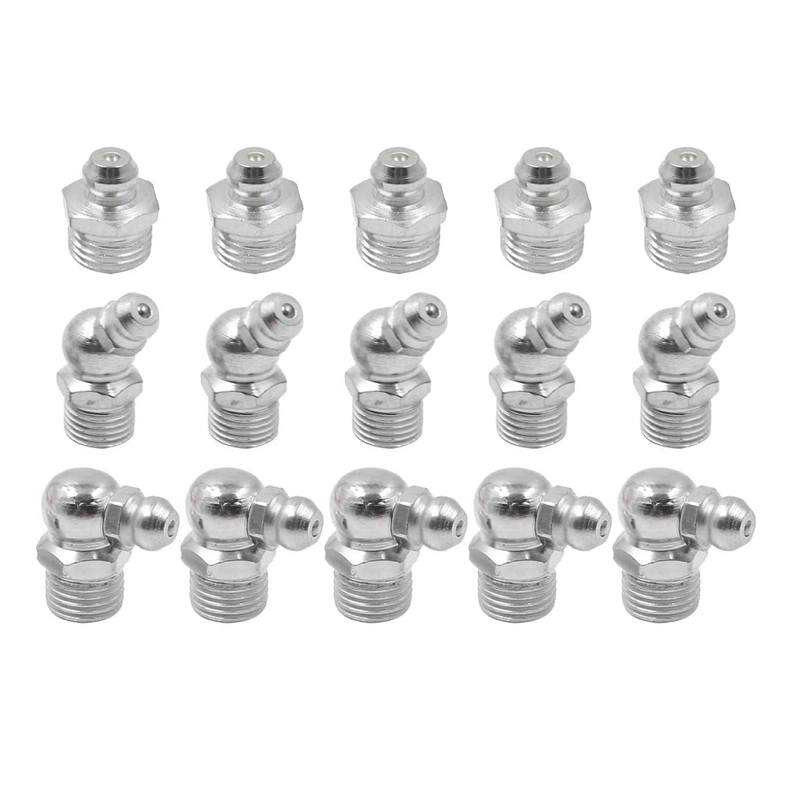 unifizz 5 set straight 45 90 degree angle grease nipples m10 zinc plated kit for car