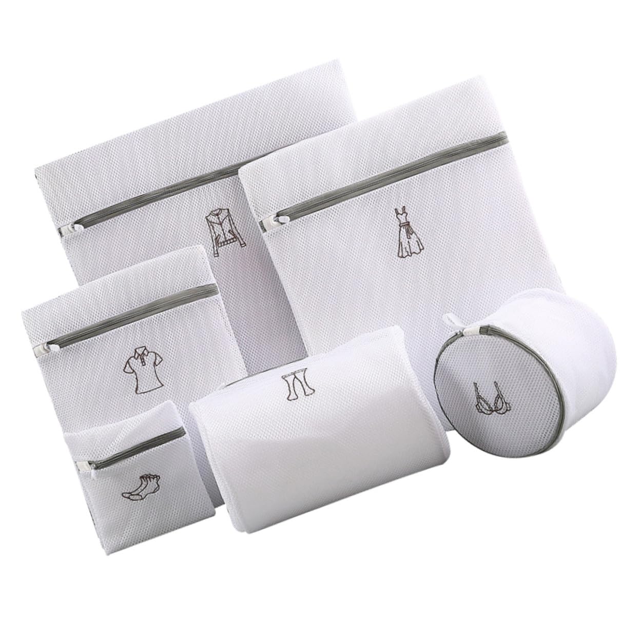 Filet fin blanc pour linge délicat en lot de 6 pièces, protection anti-usure maximale en machine.