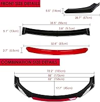 Vista 3 de Xotic Tech alerón de protección para parachoques delantero, negro con rojo, kit con barra de acoplamiento ajustable de 8-11 pulgadas