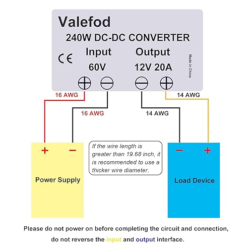 Miniatura 7 de 60V a 12V 20A 240W Transformador reductor DC a DC Buck Convertidor para carrito de golf Fuente de alimentación