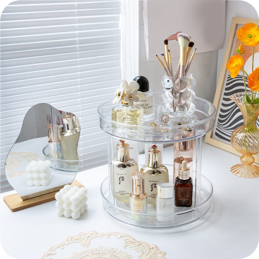 2 Tier Skincare Organizers Spinning Organizer Rotating Makeup Organizer