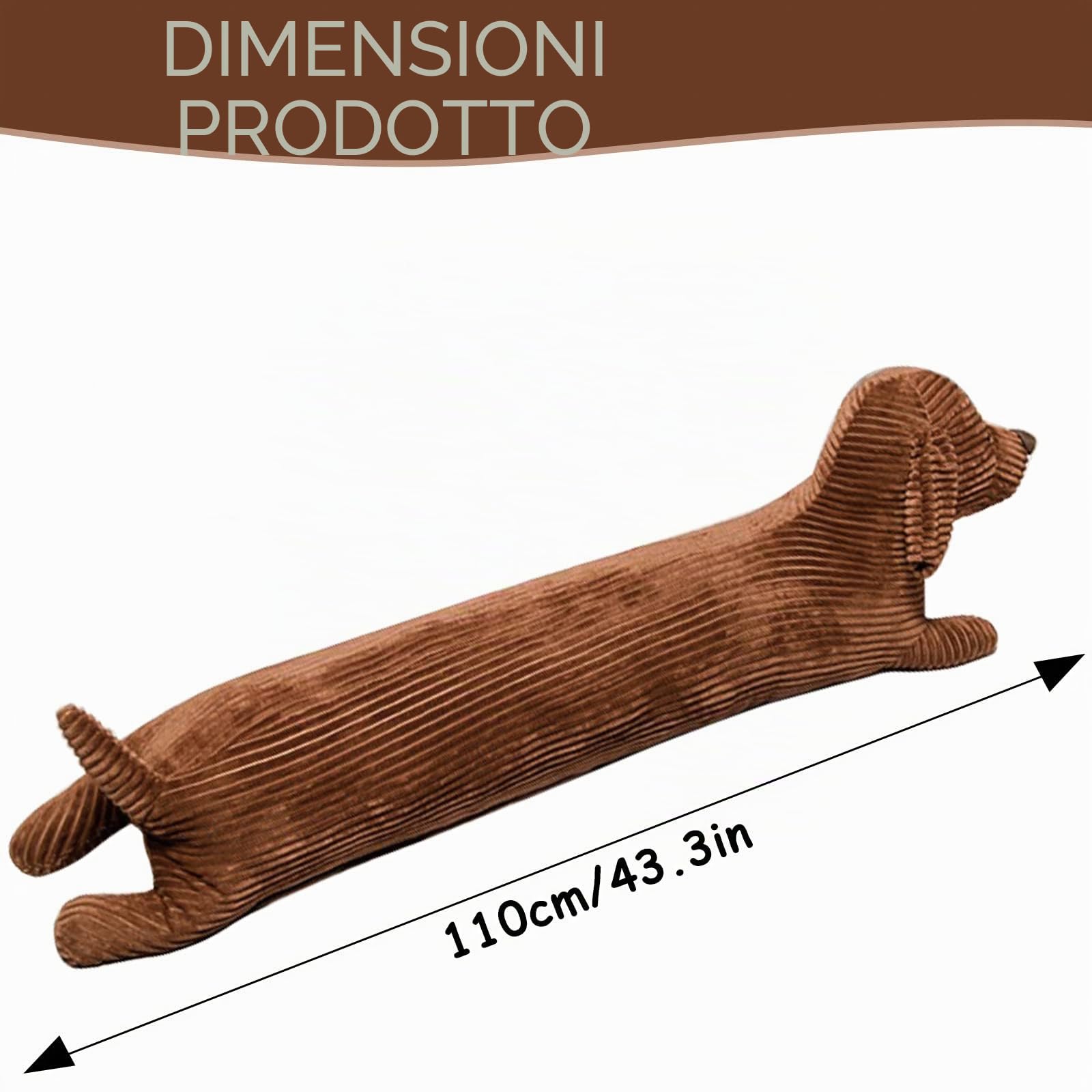 Cuscino per Animali Imbottiti Cuscino Cani in Peluche Cuscino Lungo e Morbido Regalo di Compleanno Natale, 110 cm (Bassotto)