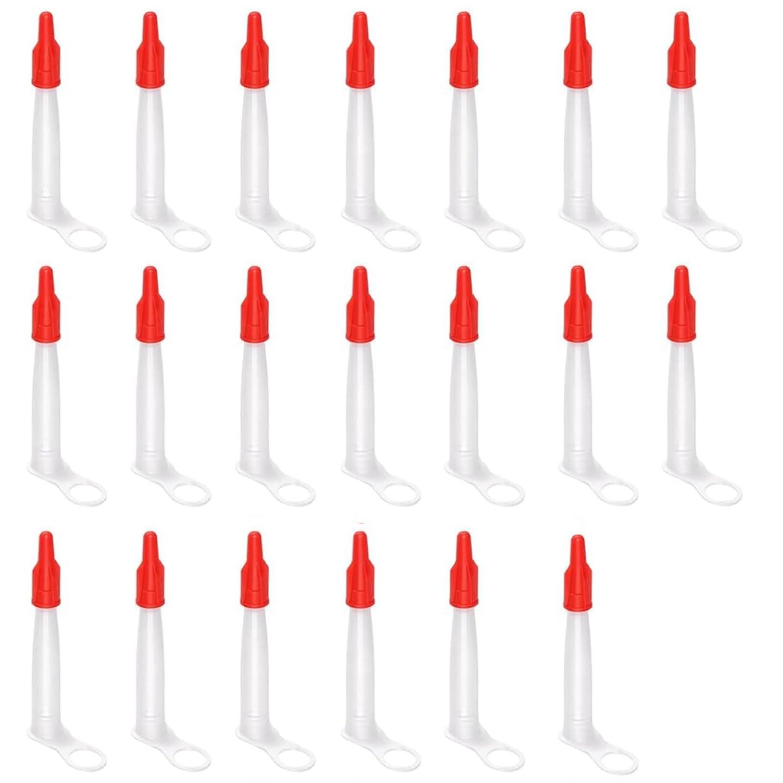 20 Pcs Resealable Silicone Sealant Nozzles with Red Caps, Silicone Nozzles, Nozzles for Silicone Sealant, Ideal for Bathroom Kitchen Tile Sealing and Floor Gap Repair