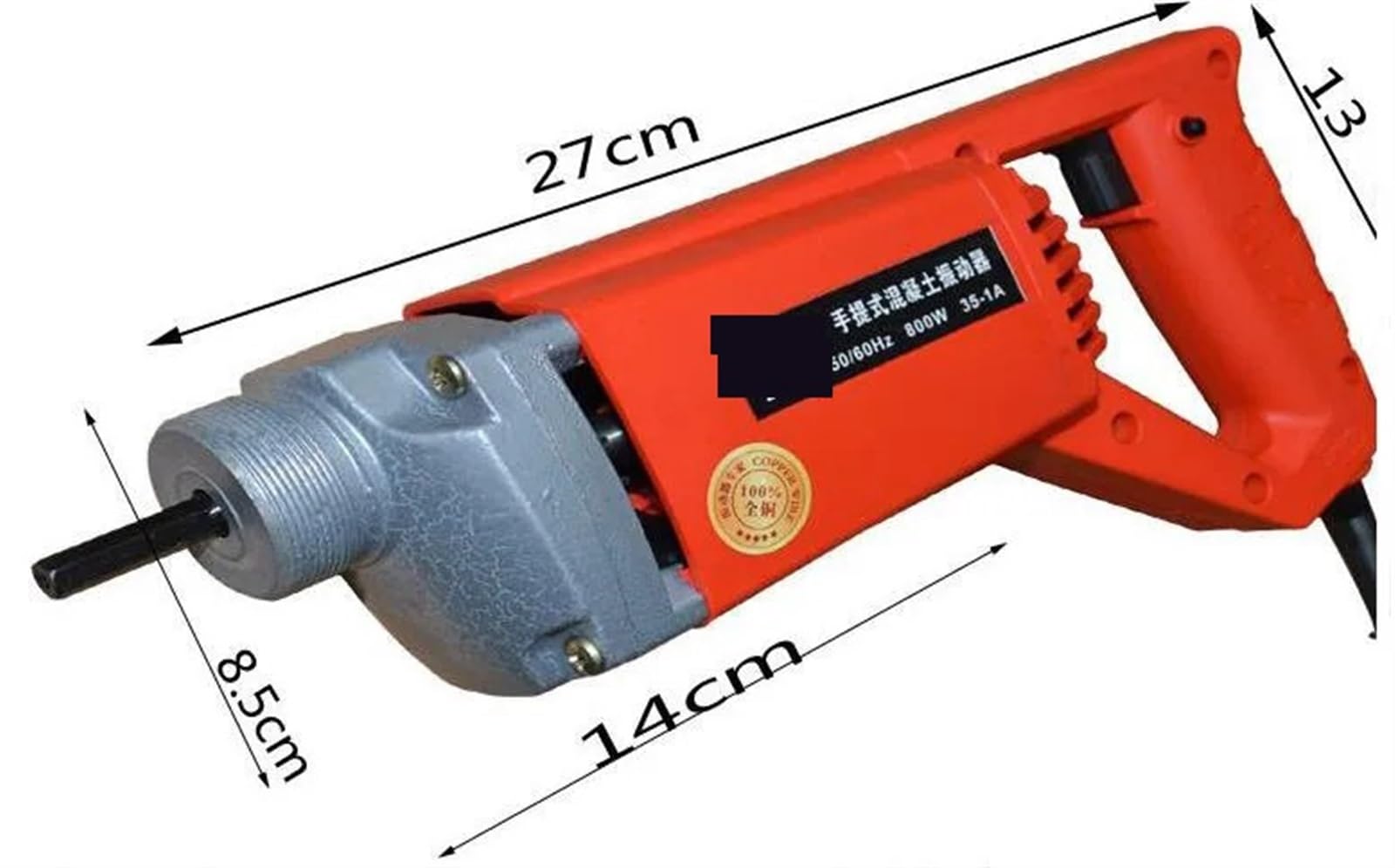 Vibrador de hormigón de 35 mm, estable, motor de 900 W, herramientas de construcción con tubo de 1 m/1,5 m, fácil de manejar(1.5m tube)