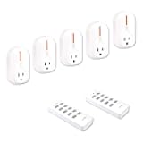 JTD 5 Pack Remote Control Outlet Switch 3rd Generation Energy Saving Auto-programmable Wireless Electrical Plug Switch for Household Appliances Lighting & Electrical Equipment (2 Remotes)
