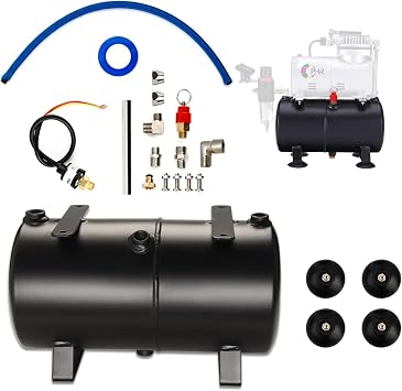 OPHIR 3L Air Tank Kit with Adapters Tube for DIY Airbrush Compressor, Black Air Tank Conversion Kit for Hobby Model Air Compressor Storage Tank